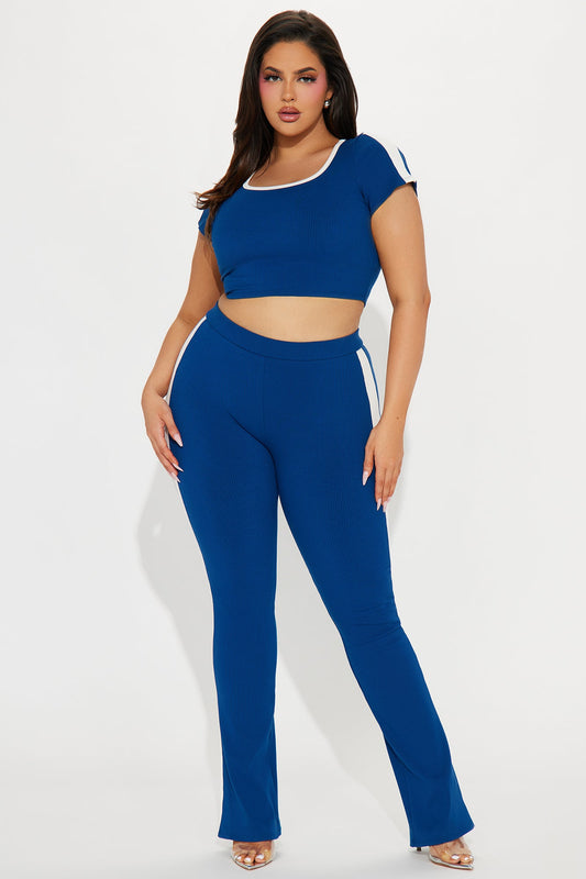 June Navy Crop Top Pant Set