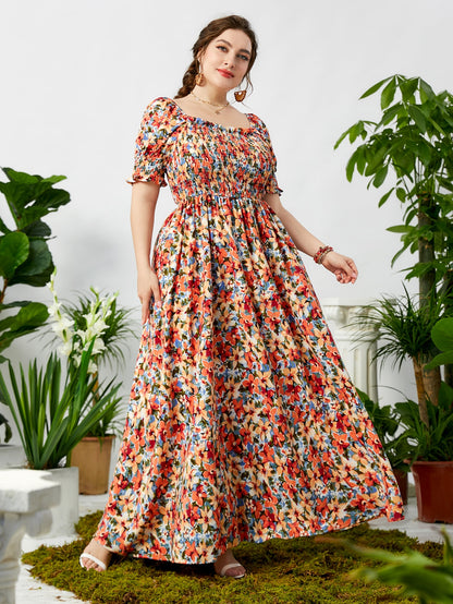 Charlotte Floral Print Boho A Line Maxi Dress