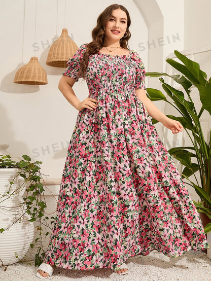 Charlotte Floral Print Boho A Line Maxi Dress