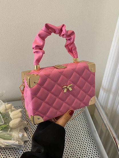 Bianca Hot Pink Quilted Small Box Bag W/ Top Handle