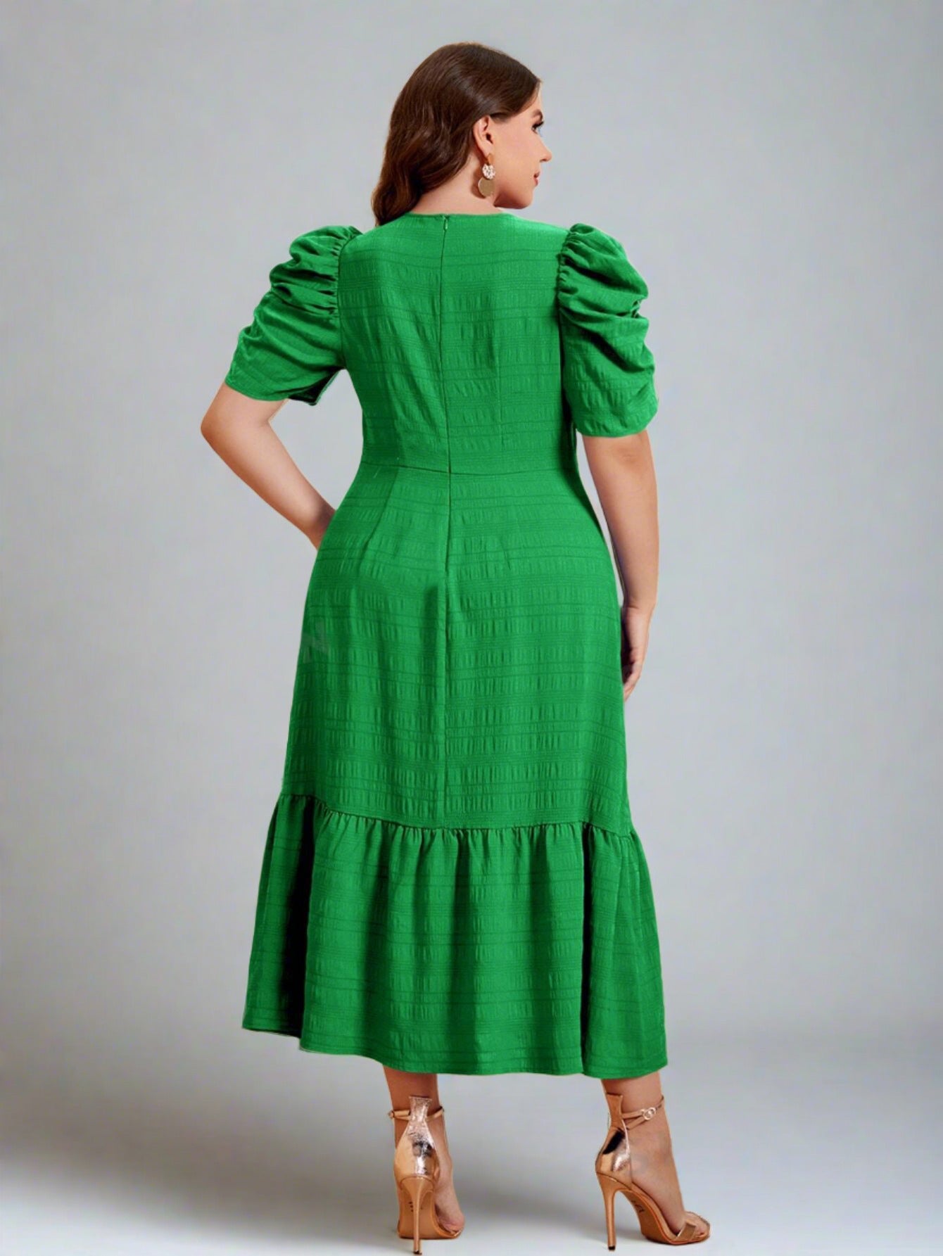 Shoshonie Green Elegant A-Line Dress