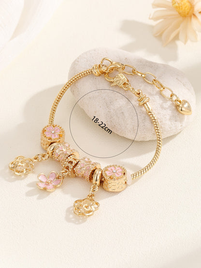 "Kiss Me Now" Flower Charm Bracelet