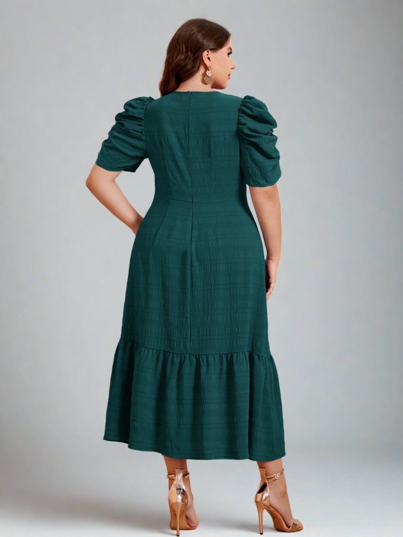 Shoshonie Green Elegant A-Line Dress