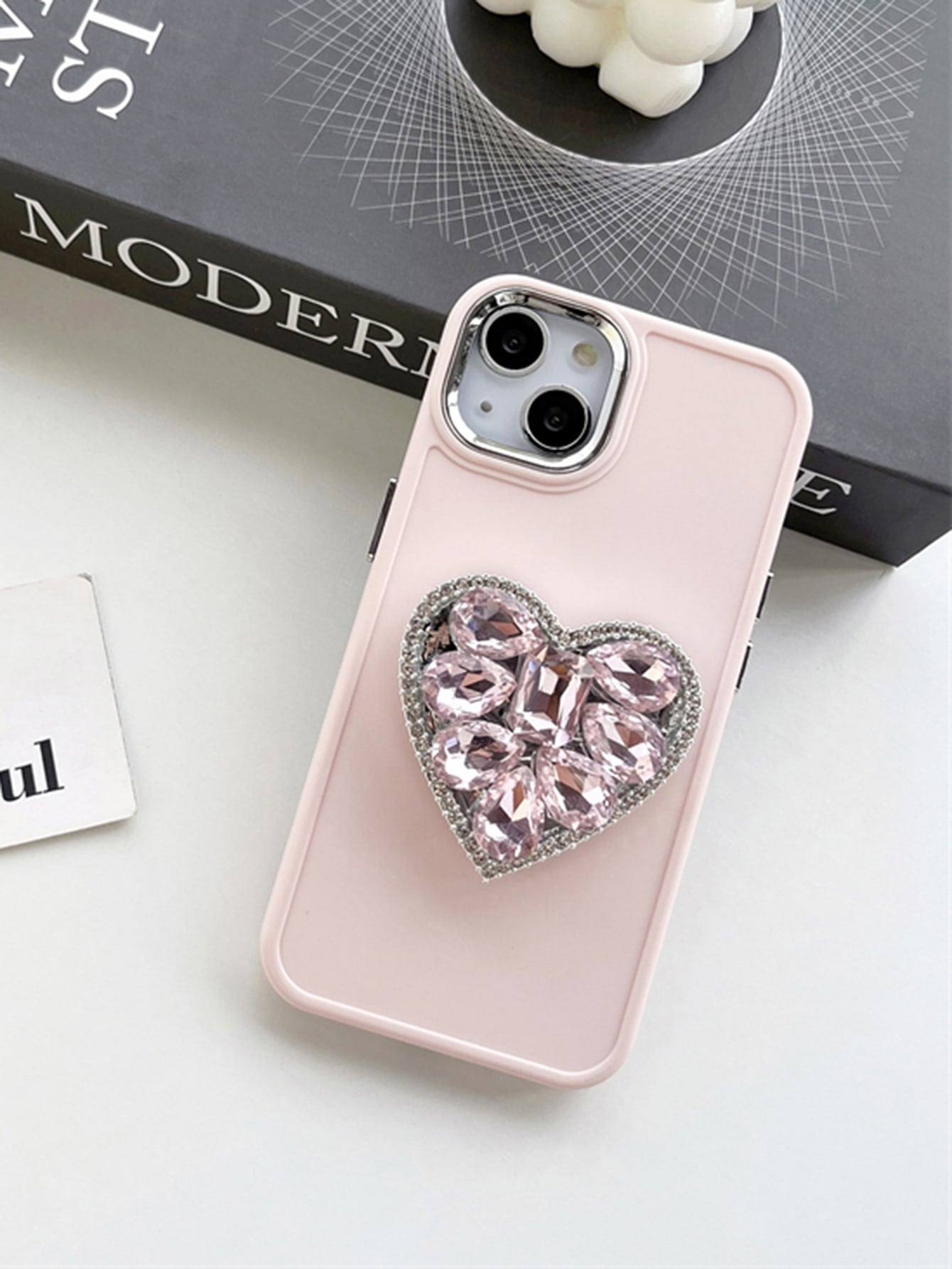 "Glamour Girl" IPhone Rhinestone & Pink Diamond Love Metal Ring