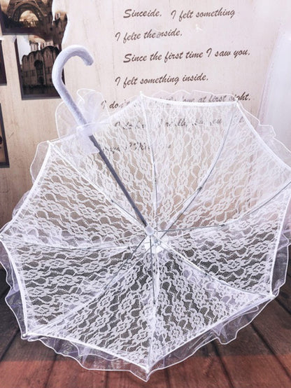 "My Beautiful Romance" White French Lace Umbrella