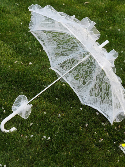 "My Beautiful Romance" White French Lace Umbrella