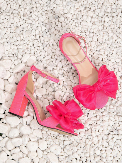 "Chunk The Funk" Chunky Heel High-Heeled Bow Knot Sandals