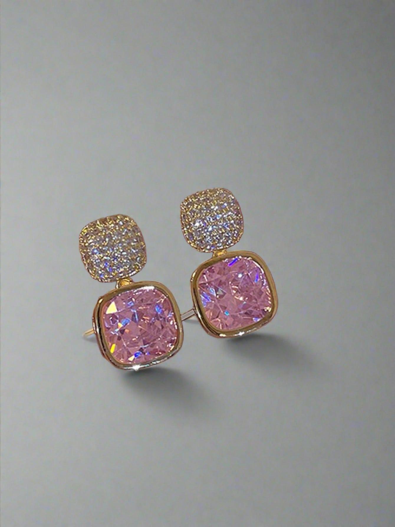 "Simple Showstoppers" Vintage Purple Rhinestone Geometric Earrings