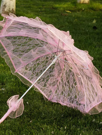 "My Beautiful Romance" White French Lace Umbrella