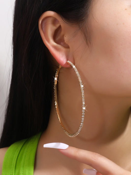 "Gemstone Fling" Rhinestone Chunky Hoop Earrings