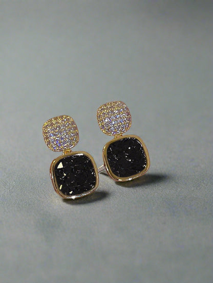 "Simple Showstoppers" Vintage Purple Rhinestone Geometric Earrings