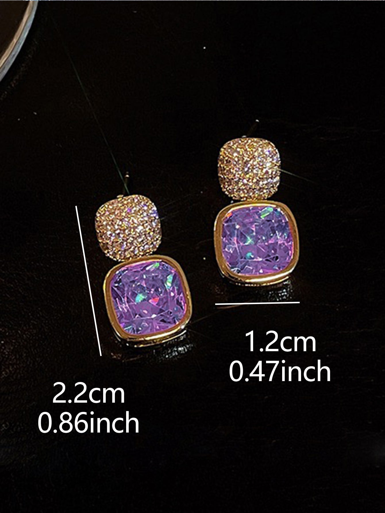 "Simple Showstoppers" Vintage Purple Rhinestone Geometric Earrings