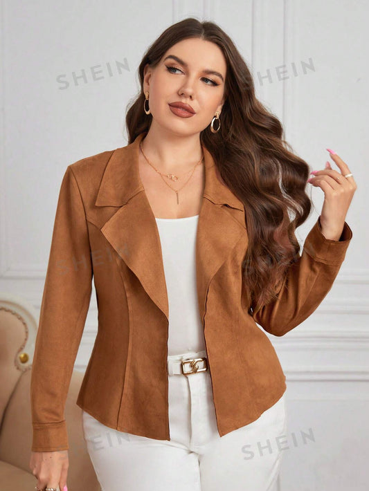 Cassie Suedette Slim Fit Jacket with Long Sleeves