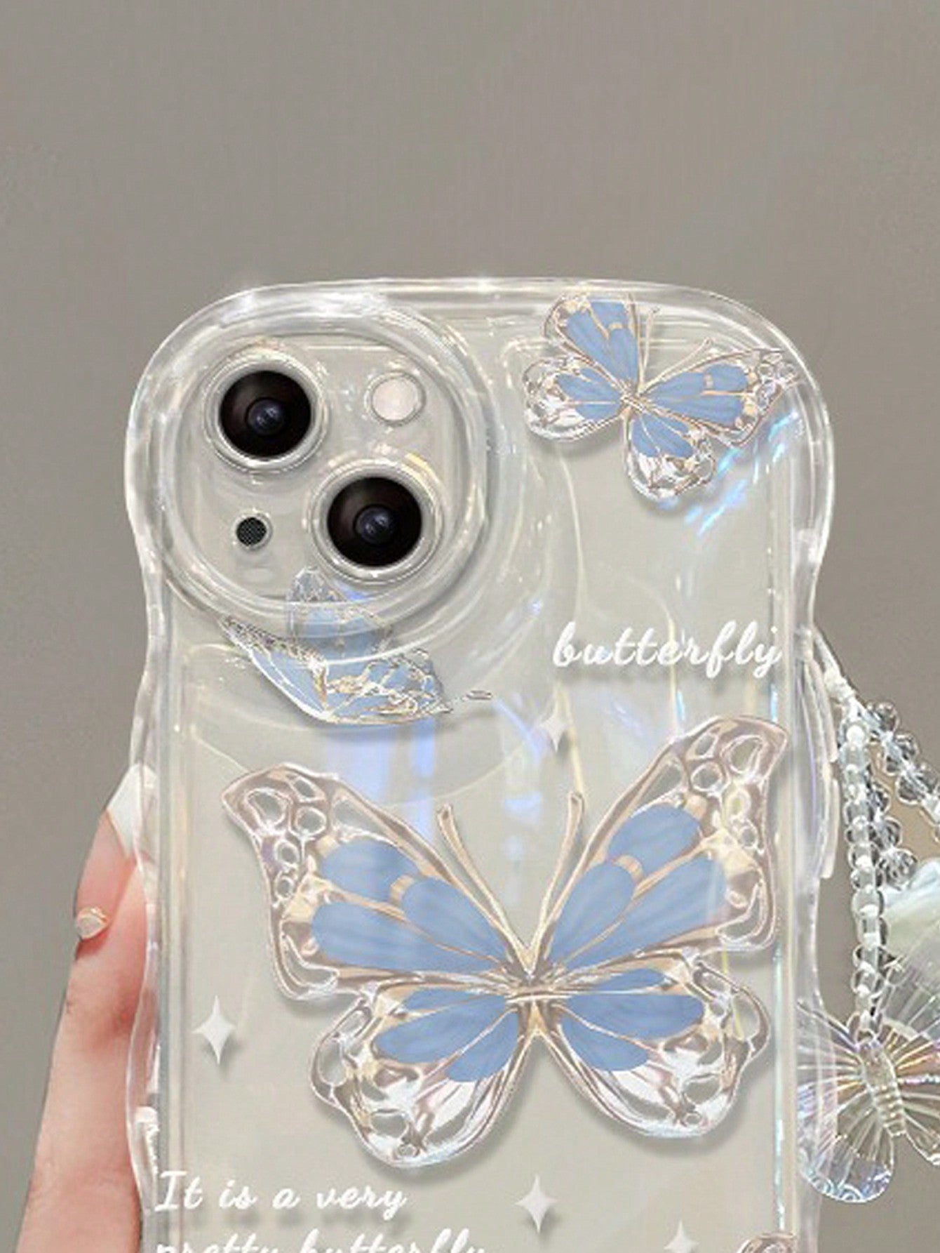 "Summer Vibes" IPhone Blue Shockproof Phone Case & Butterfly Charm Bracelet