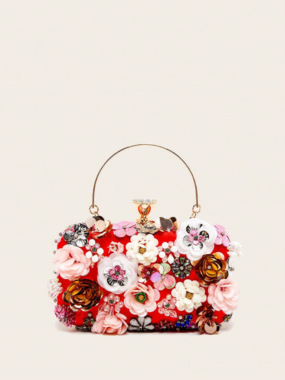 Taylor Rhinestone Mini Beaded Floral Clutch