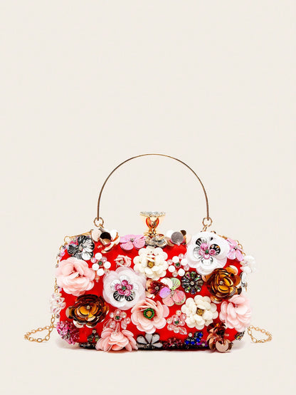 Taylor Rhinestone Mini Beaded Floral Clutch