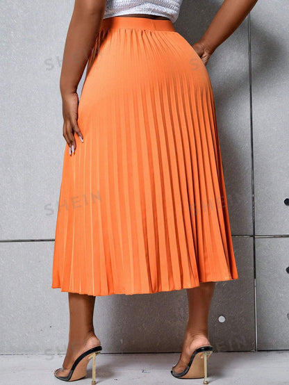 Harmony Orange Pleated Skirt