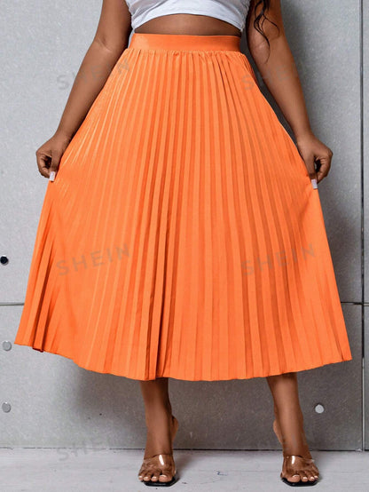 Harmony Orange Pleated Skirt