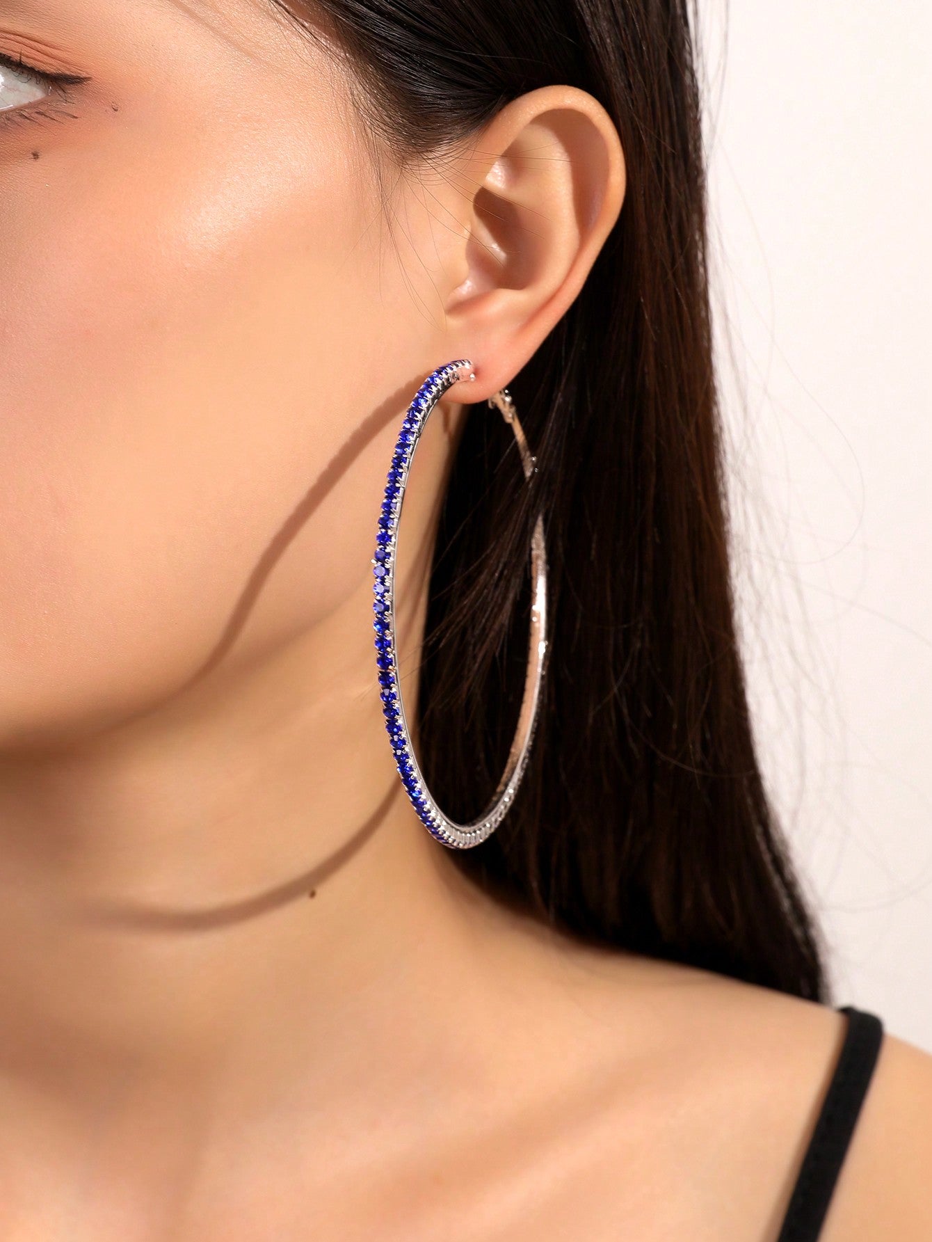 "Gemstone Fling" Rhinestone Chunky Hoop Earrings