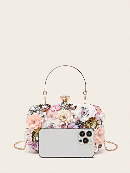 Taylor Rhinestone Mini Beaded Floral Clutch