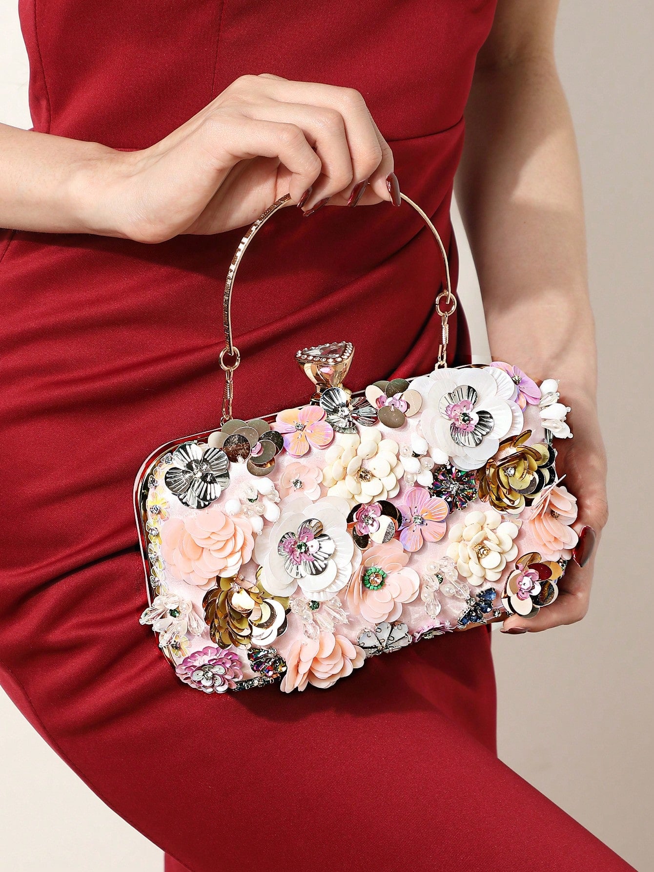 Taylor Rhinestone Mini Beaded Floral Clutch