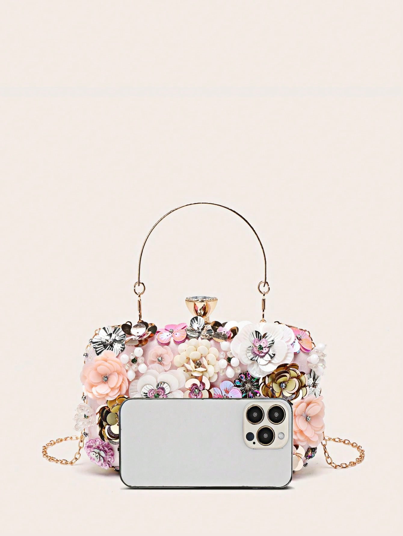 Taylor Rhinestone Mini Beaded Floral Clutch