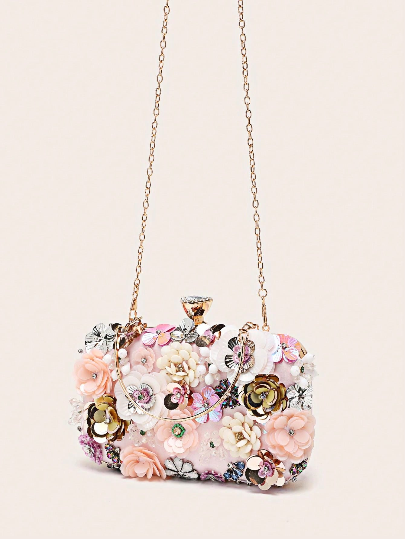 Taylor Rhinestone Mini Beaded Floral Clutch