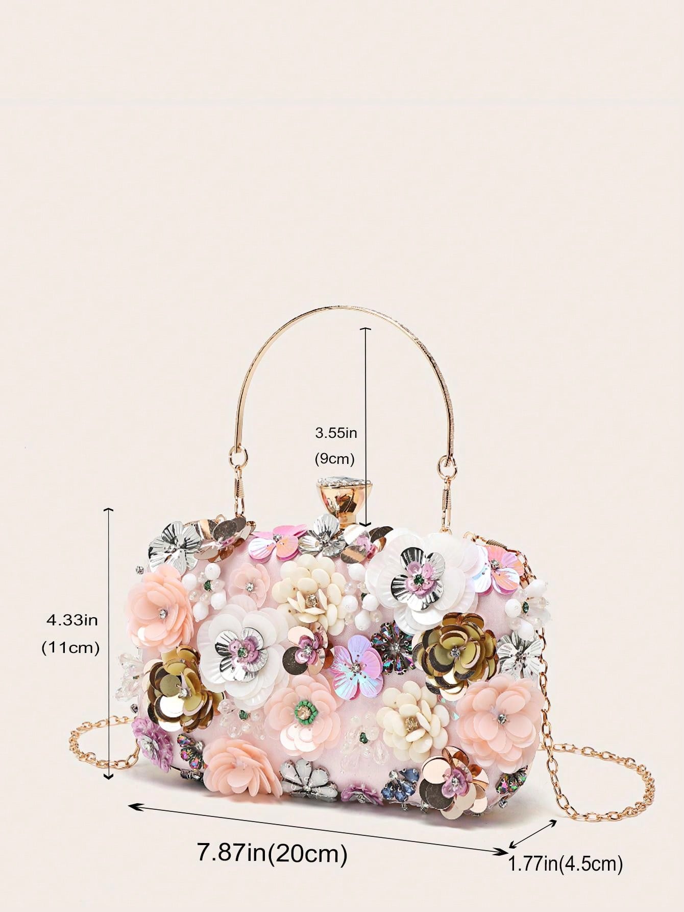 Taylor Rhinestone Mini Beaded Floral Clutch