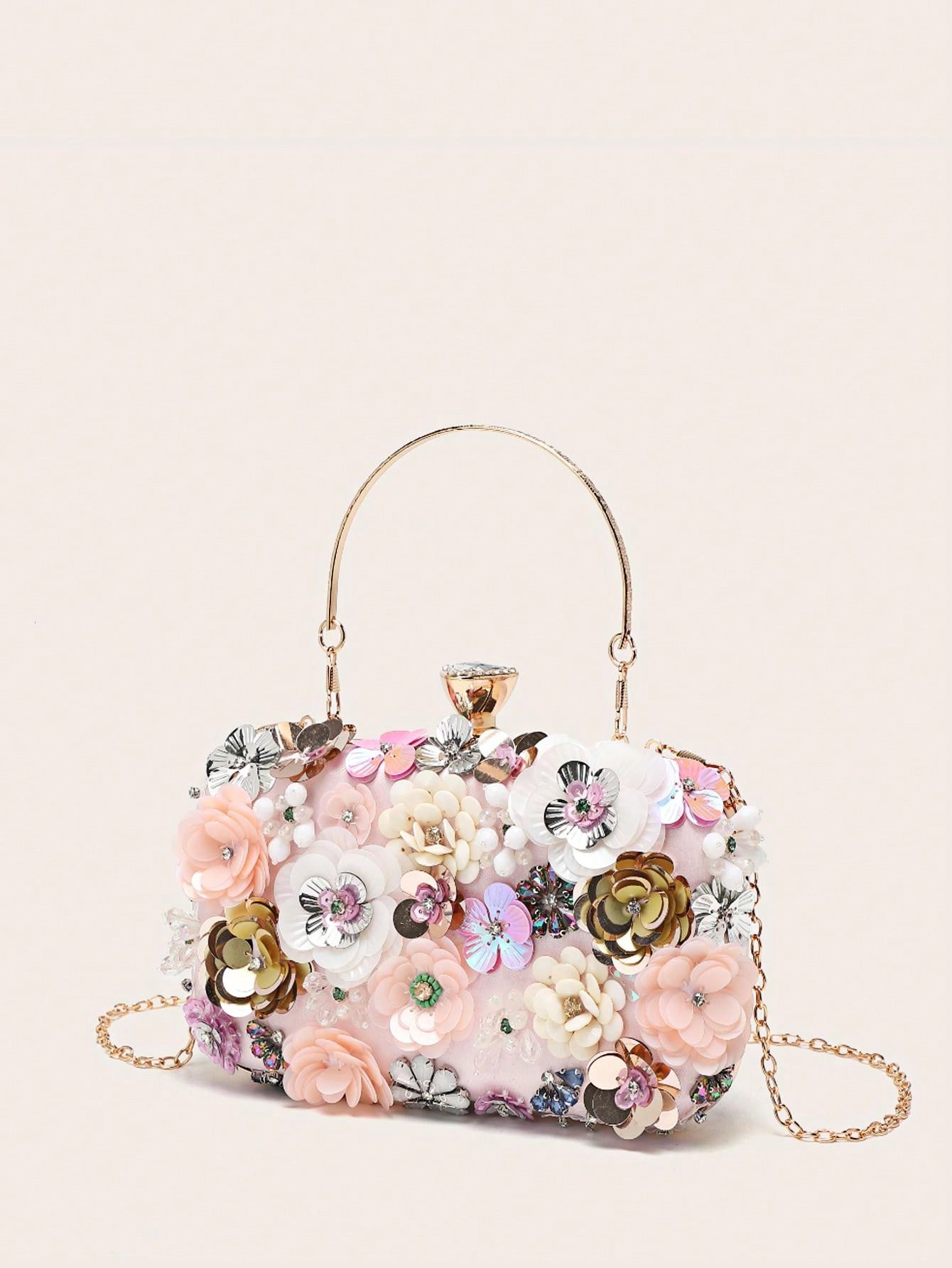 Taylor Rhinestone Mini Beaded Floral Clutch