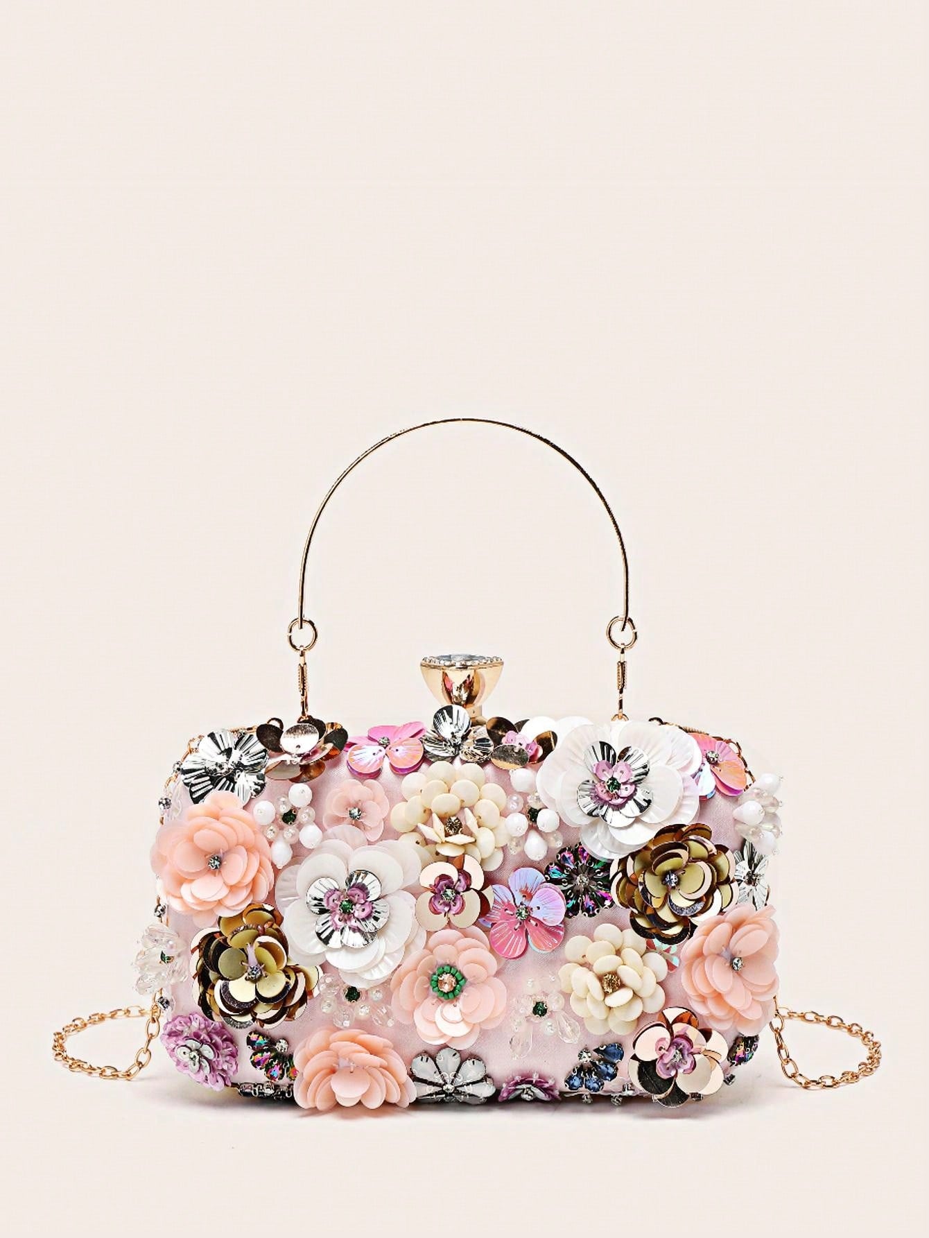 Taylor Rhinestone Mini Beaded Floral Clutch