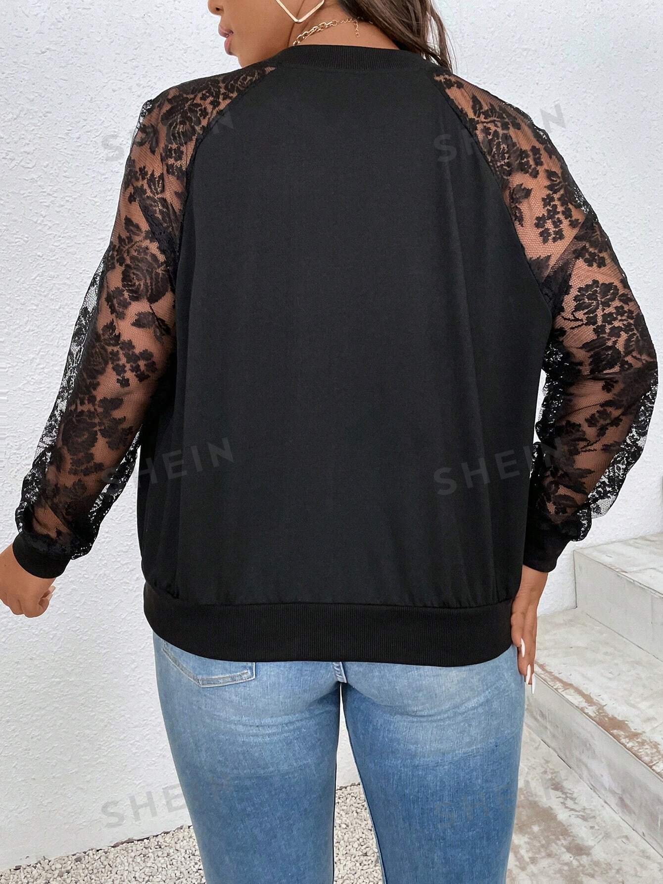 Rosa Contrast Lace Bomber Jacket