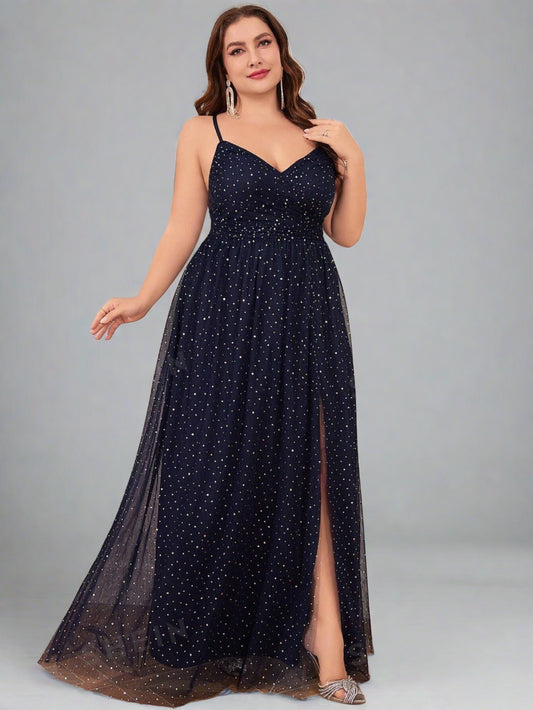 Luna Sparkle Blue A-Line Gown