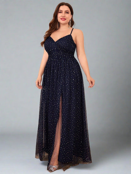 Luna Sparkle Blue A-Line Gown