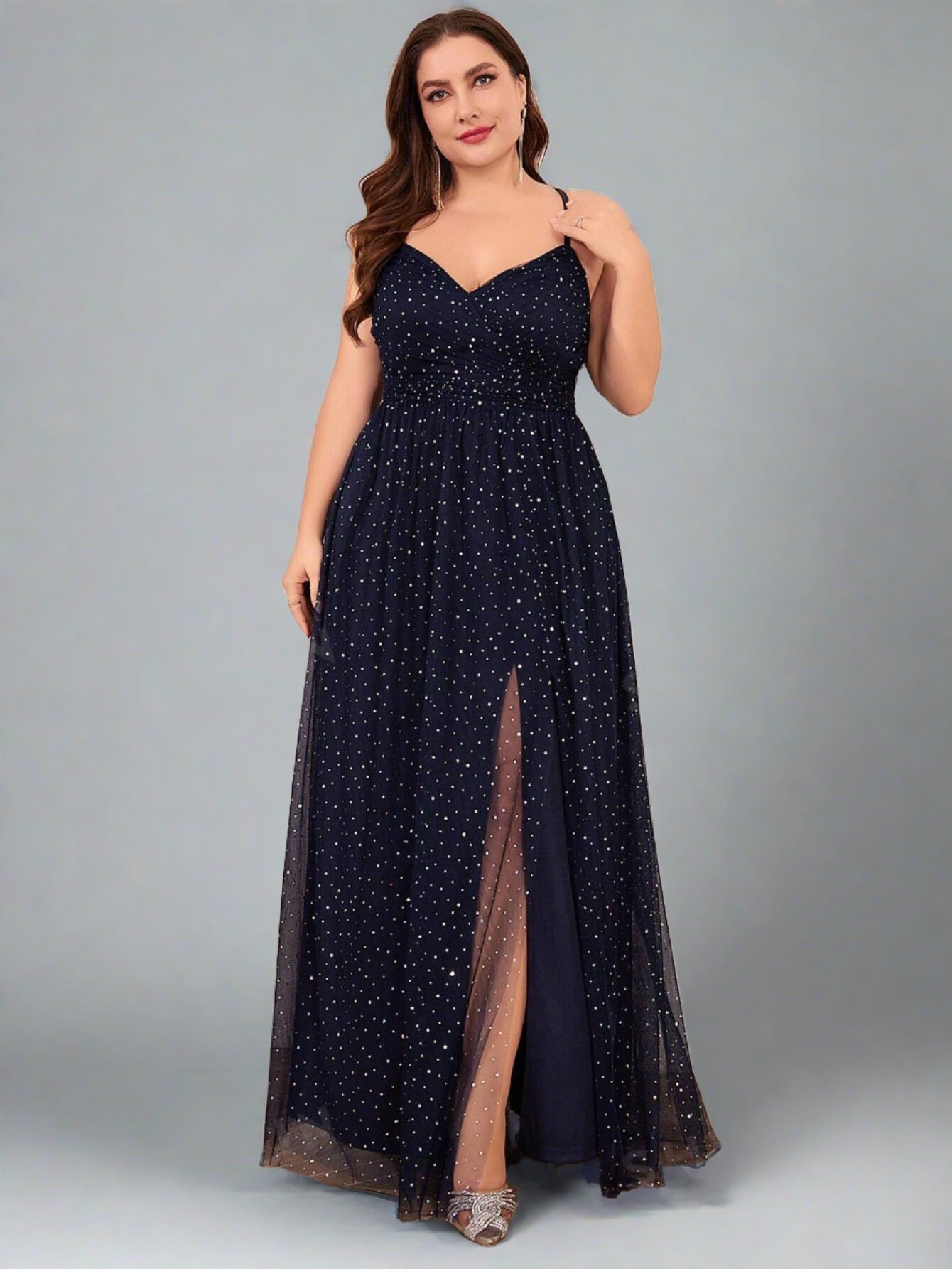 Luna Sparkle Blue A-Line Gown