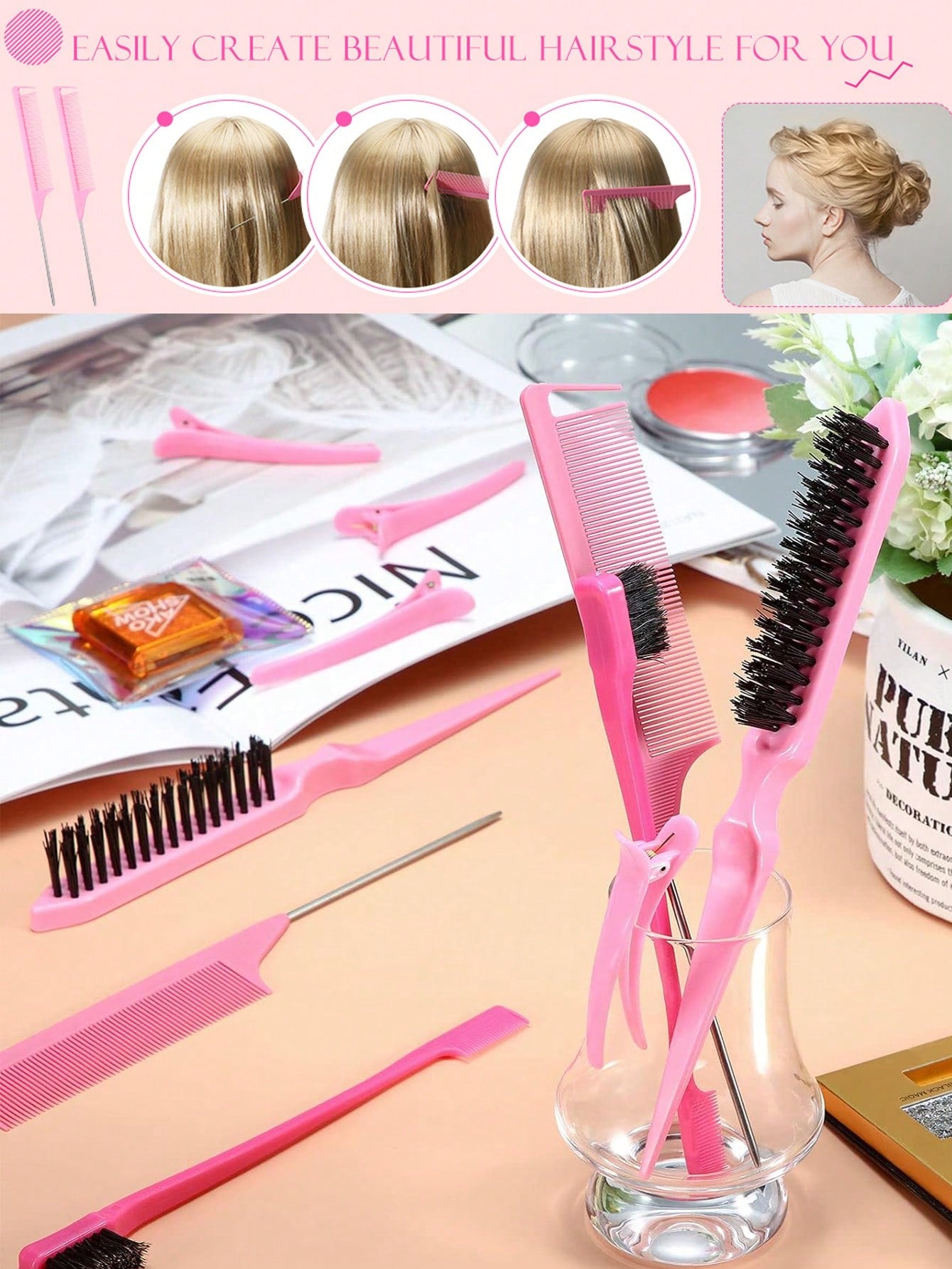 12 Pcs Hair Brush Set With Hair Styling Comb