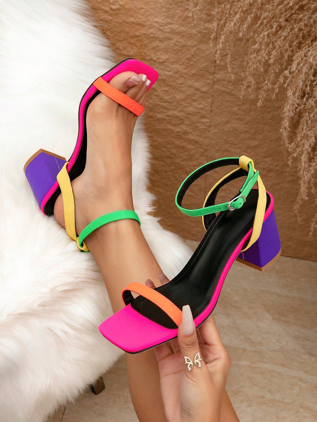 Amelie Color Block Heels