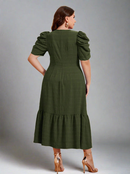 Shoshonie Green Elegant A-Line Dress