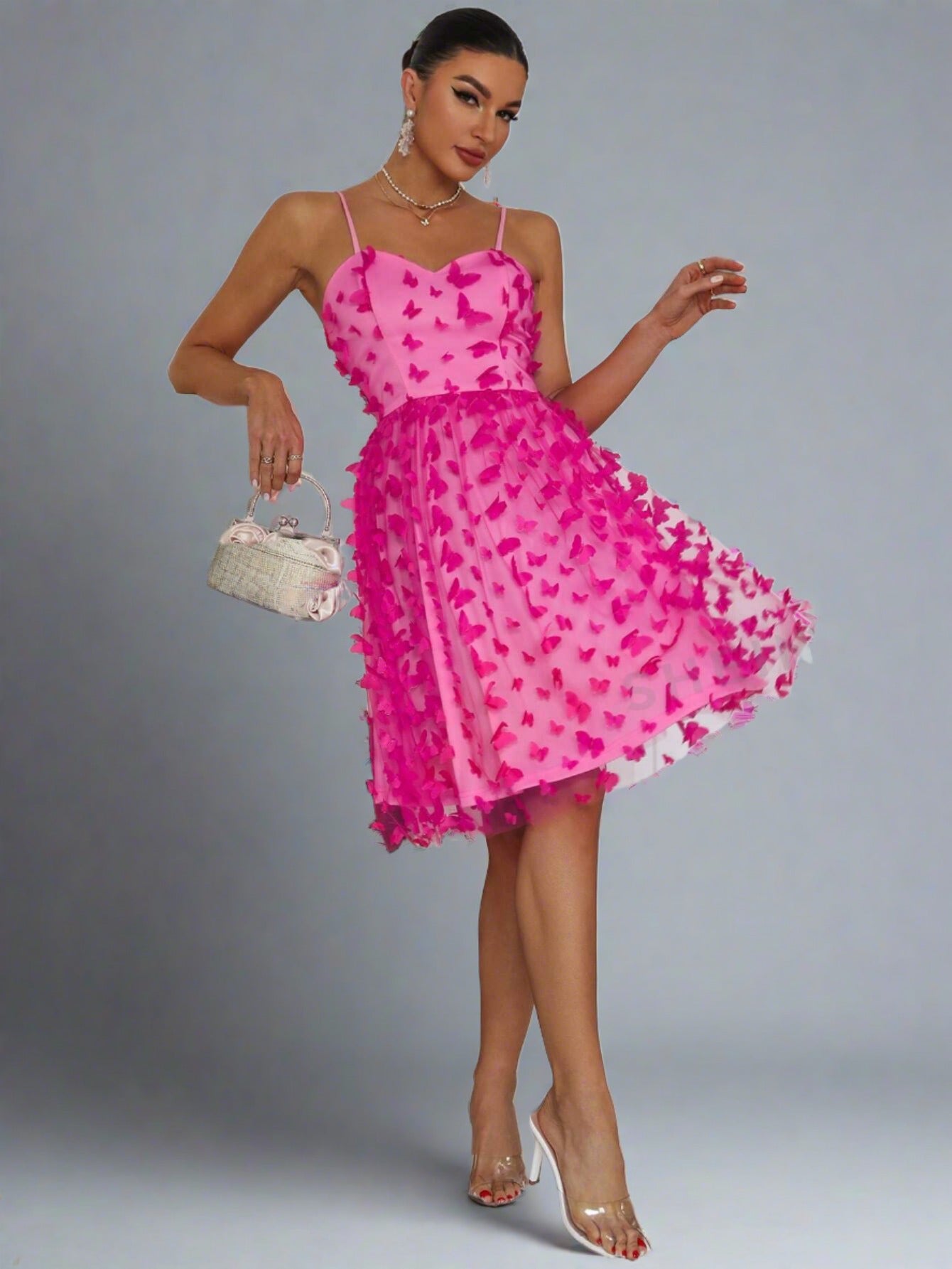 Tori Hot Pink Sleeveless Party Dress