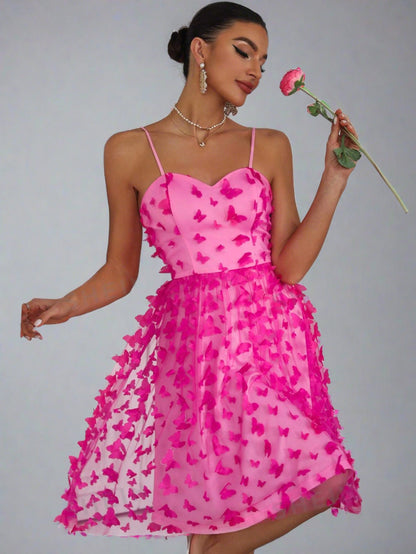 Tori Hot Pink Sleeveless Party Dress