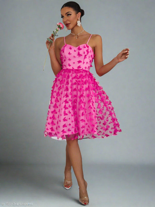 Tori Hot Pink Sleeveless Party Dress