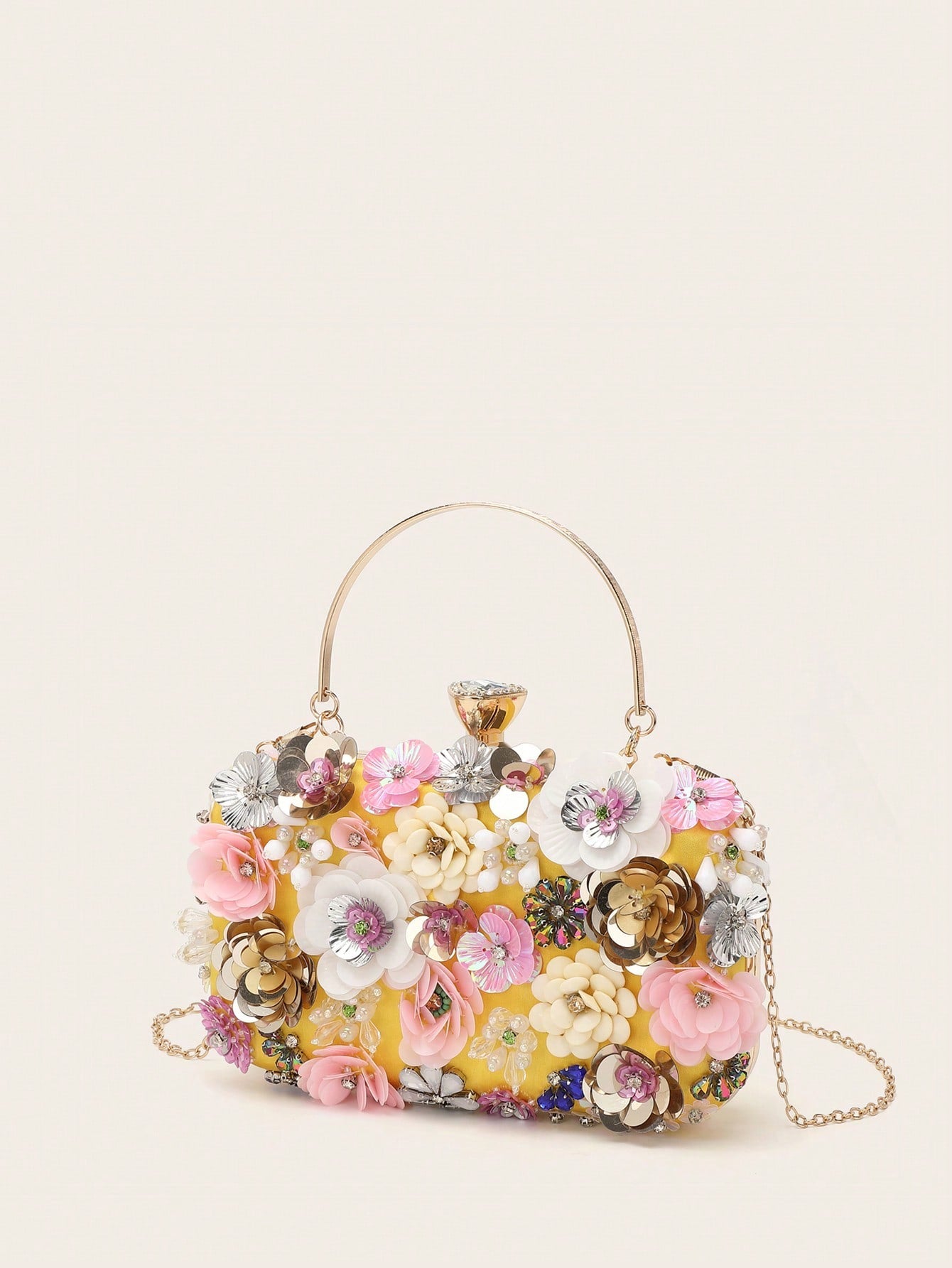 Taylor Rhinestone Mini Beaded Floral Clutch