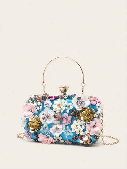 Taylor Rhinestone Mini Beaded Floral Clutch