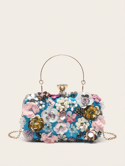 Taylor Rhinestone Mini Beaded Floral Clutch