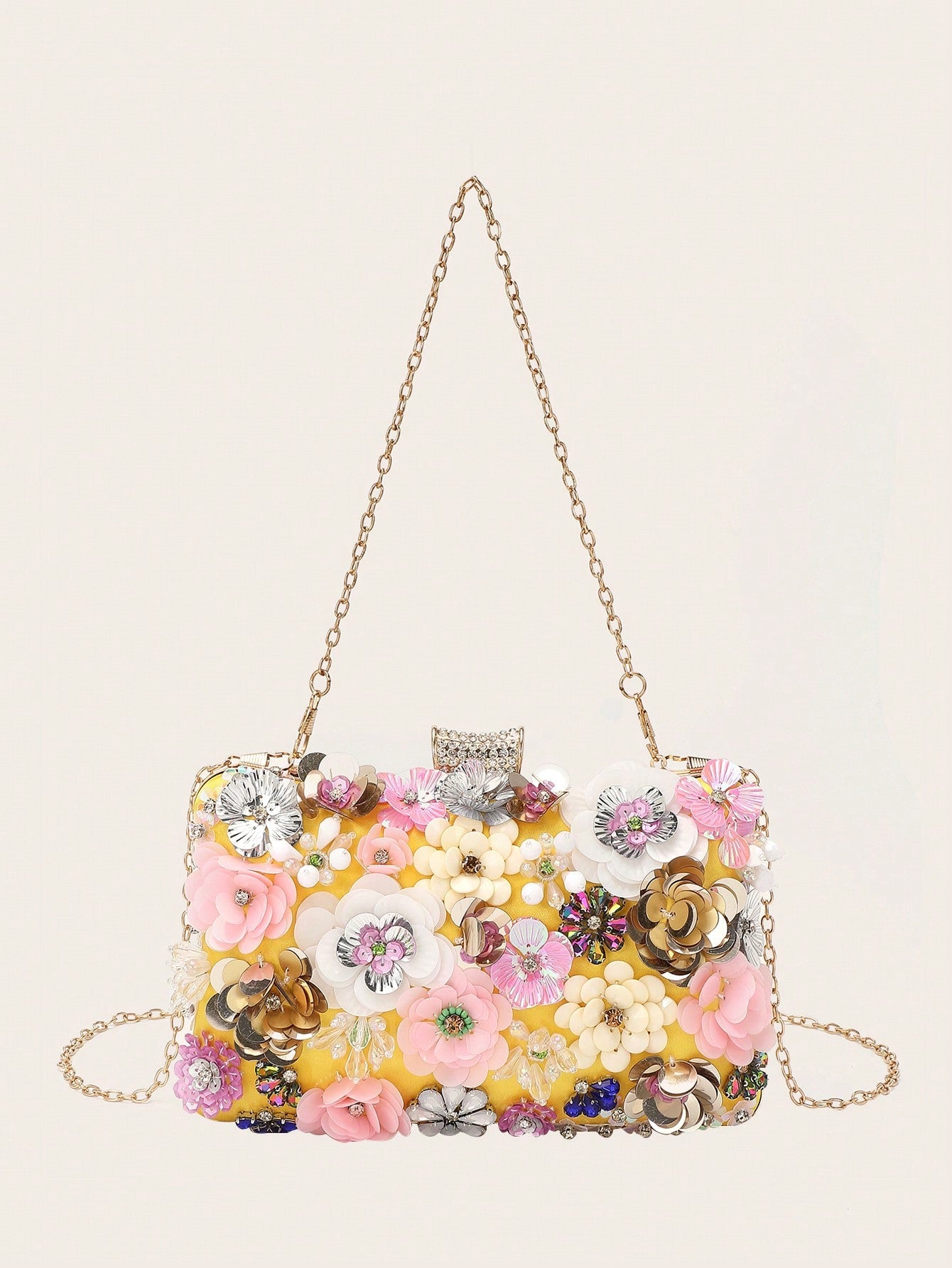 Taylor Rhinestone Mini Beaded Floral Clutch