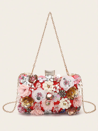 Taylor Rhinestone Mini Beaded Floral Clutch