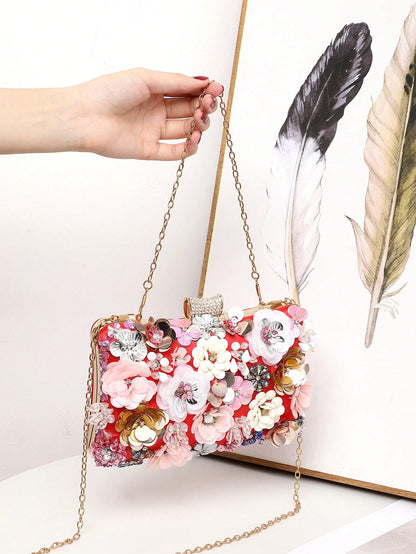 Taylor Rhinestone Mini Beaded Floral Clutch