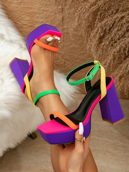 Amelie Color Block Heels