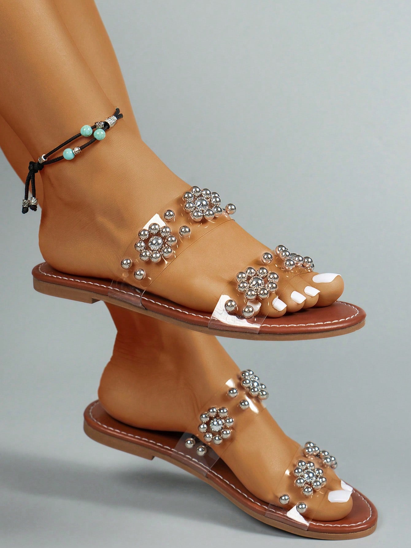 Lyndin Open Toe Pearl Slides