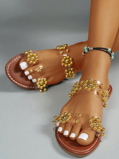 Lyndin Open Toe Pearl Slides