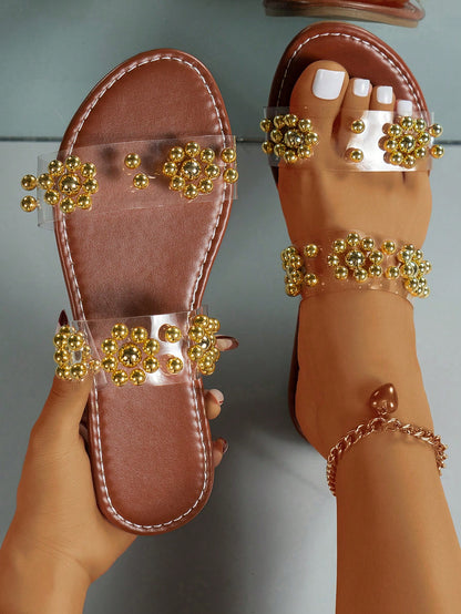 Lyndin Open Toe Pearl Slides